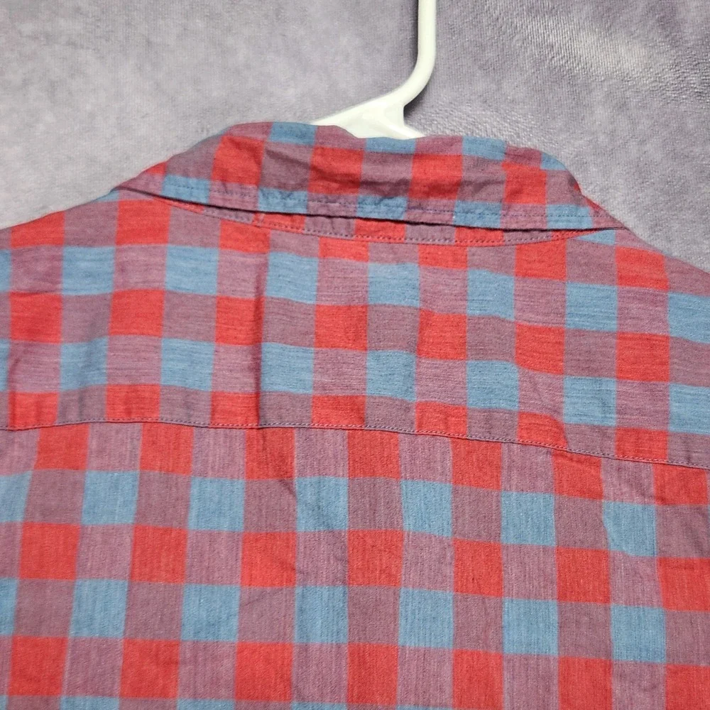 J Crew Mens XXL Red Blue Gingham Short Sleeve Button Down Shirt H4767 SP 18